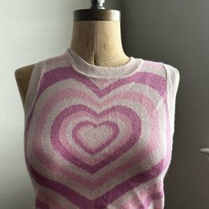 La Hearts Pink & Light Pink Heart Pattern Knit Tank